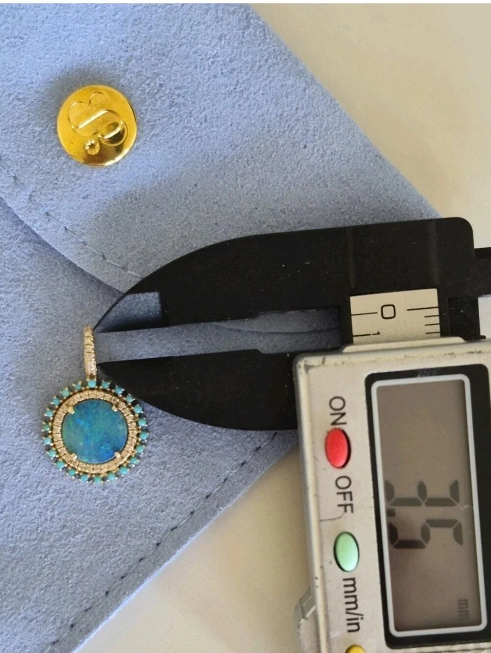 14kt Gold Opal Diamond & Turquoise Pendant